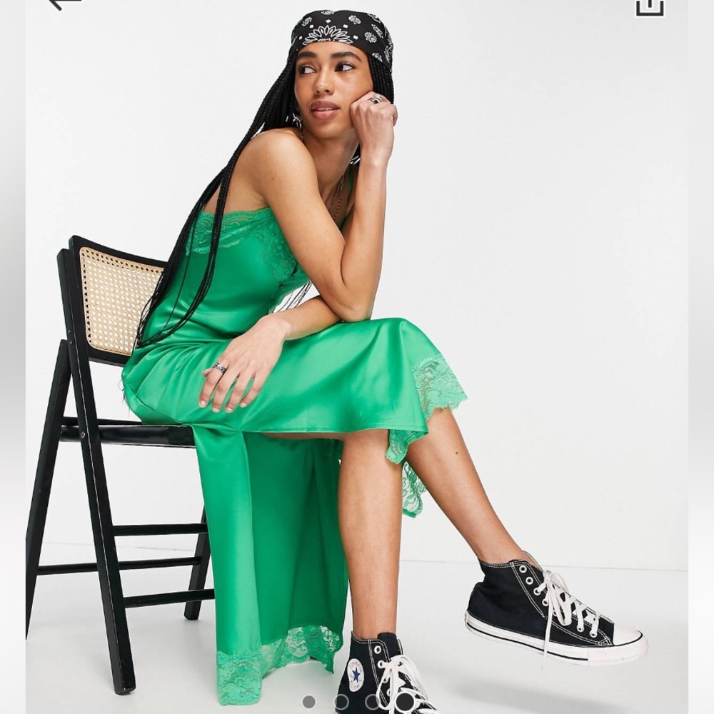 Reclaimed Vintage inspired cami midi dress in bright green